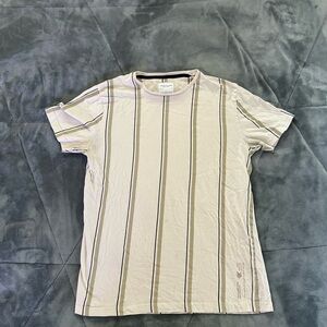Denim & Flower Striped Beige T-Shirt Size: Medium